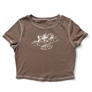 Brown and white Angel Baby ribbed crop top size XS